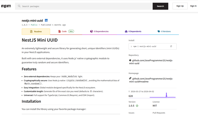 Imagen del proyecto nestjs-mini-uuid realizado por Jose Antonio